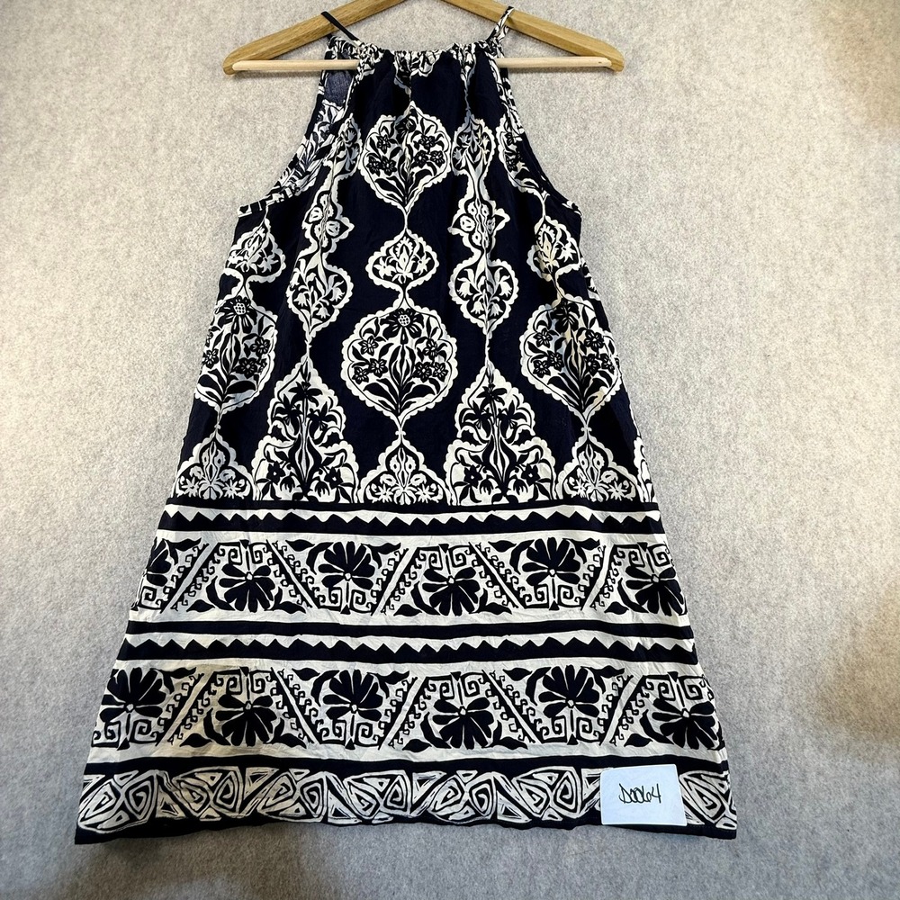 Cupshe Navy Blue‎ White Damask Geometric Print Halter Neck Mini Dress D0064